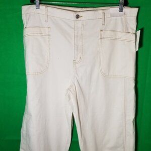 Jessica Simpson Relaxed Barrel Jeans Wide Leg Cream Off White Size 16/33 NWT